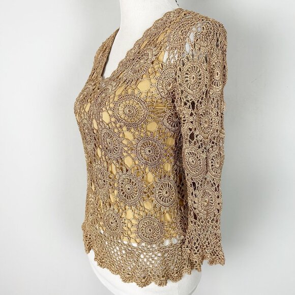 Vintage Joseph A. Crochet Peplum Top Boho Hippie Size Small Women's - Picture 3 of 5